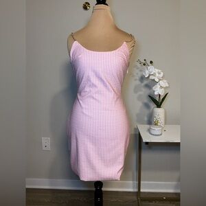 Meshki Pink Gingham Dress with Chain Straps